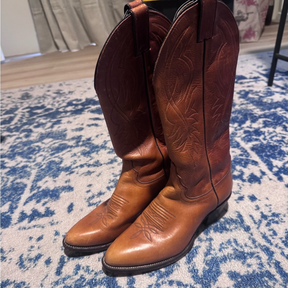 Justin Boots Tan Leather Heeled Boots